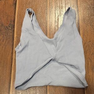 Women's Light Blue Ribbed Sleepwear Top